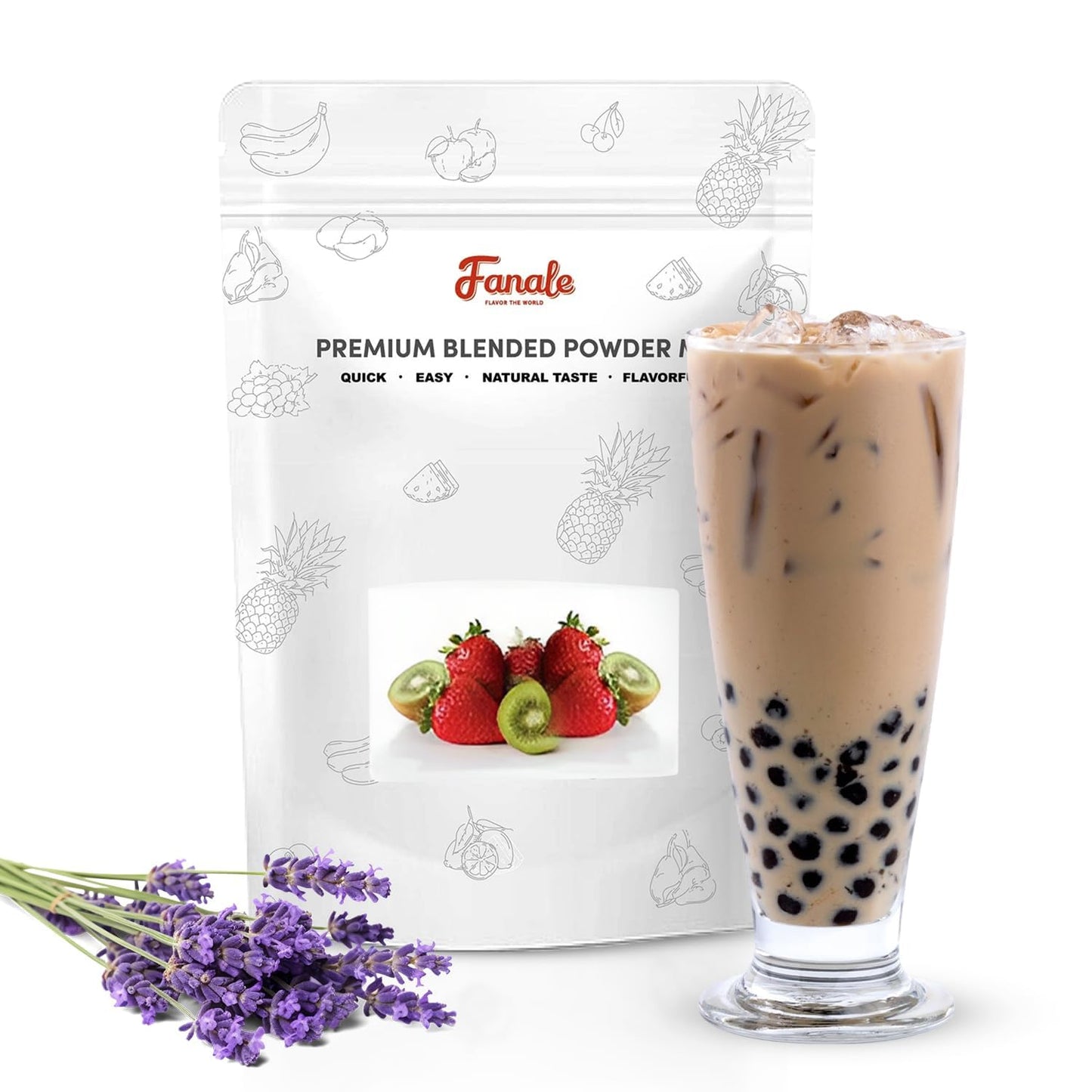 Fanale Lavender Bubble Tea Flavoring Powder - 2.2 Pounds, Ideal for Baking, Smoothies, Desserts, and Drinks