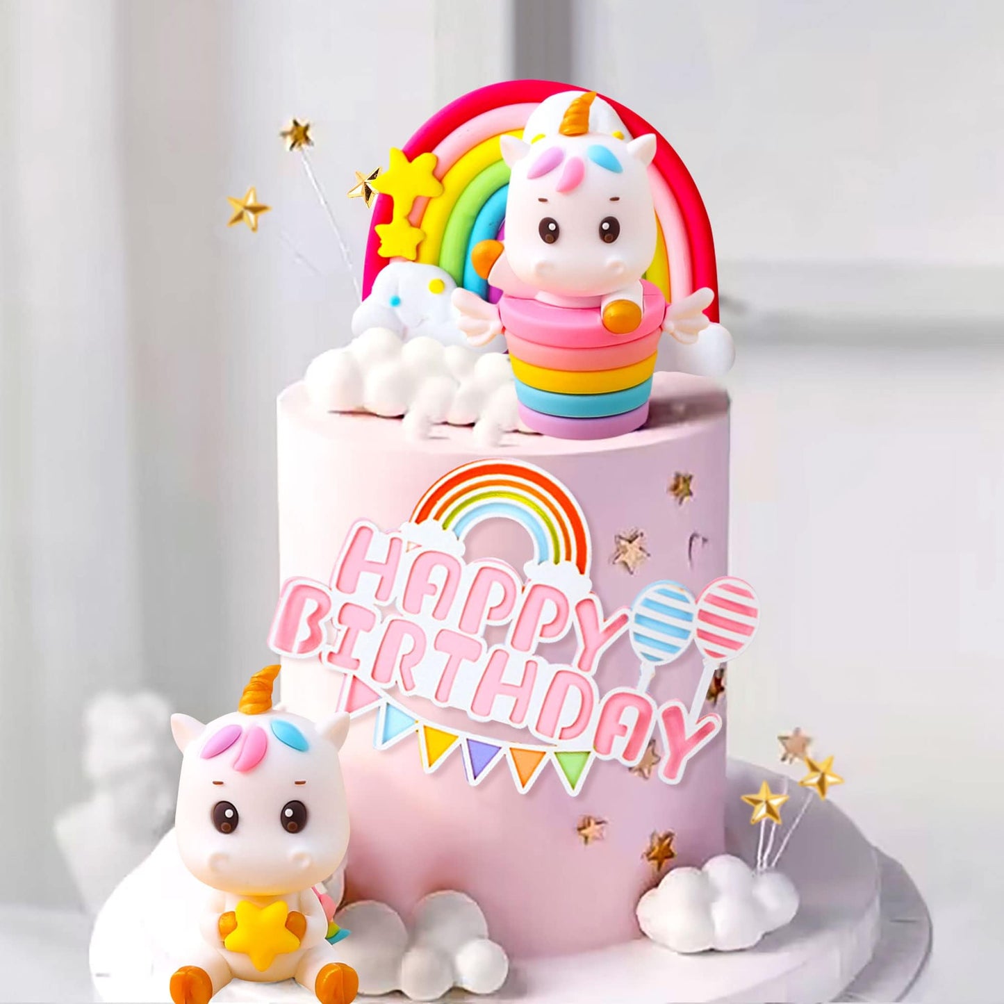 Jevenis Rainbow Unicorn Cake Decoration Unicorn Birthday Decoration Rainbow Cake Topper Unicorn Party Favors Rainbow Birthday De