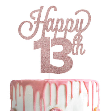 Lingteer Happy 13Th Birthday Cake Topper - Cheers To 13Th Birthday Thirteen Years Old Birthday Party Cake Decorations Sign.