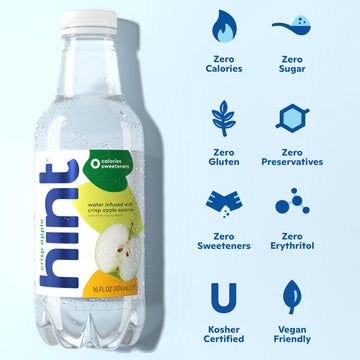 Hint Fruit-Infused Bottled Water, Crisp Apple - Sugar Free Flavored Water with Zero Calories, Naturally Flavored, and No Artific