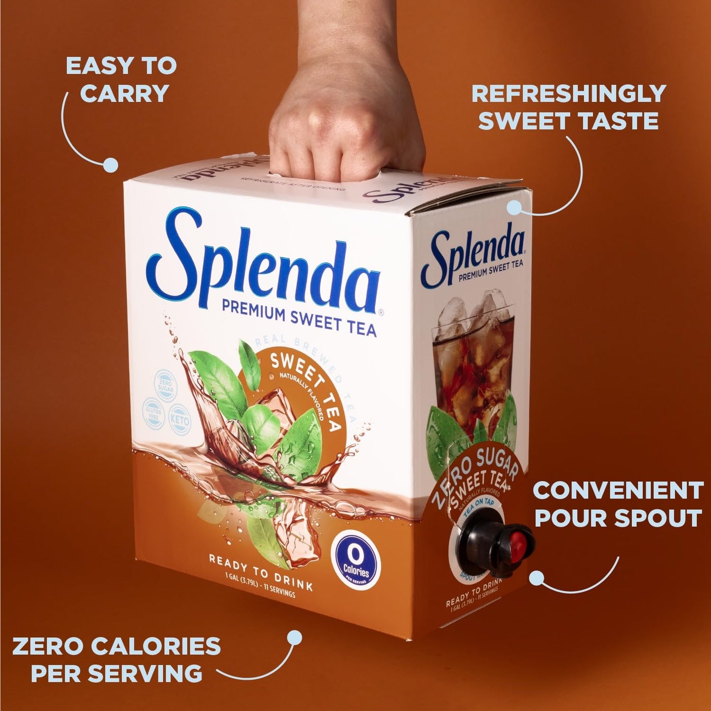 Splenda Enhanced Sweet Tea On Tap, 1 Gallon Bag In Box Ready To Drink Liquid, Sweet Tea, 128 Fl Oz