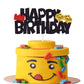Building Blocks Cake Topper Glitter Happy Birthday Cake Decoration Color Building Brick Theme Birthday Baby Shower Party Supplie