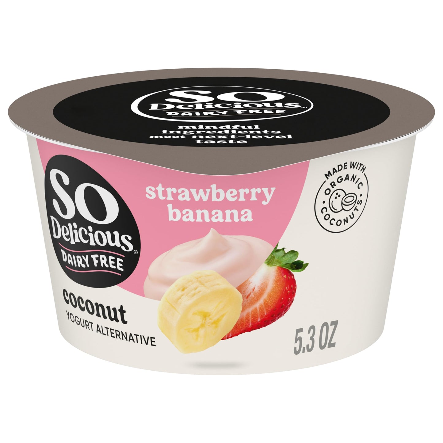 So Delicious Cultured Coconutmilk Dairy-Free Yogurt, Strawberry-Banana, 5.3 Ounce Plant-Based Vegan Dairy-Free Yogurt Alternativ