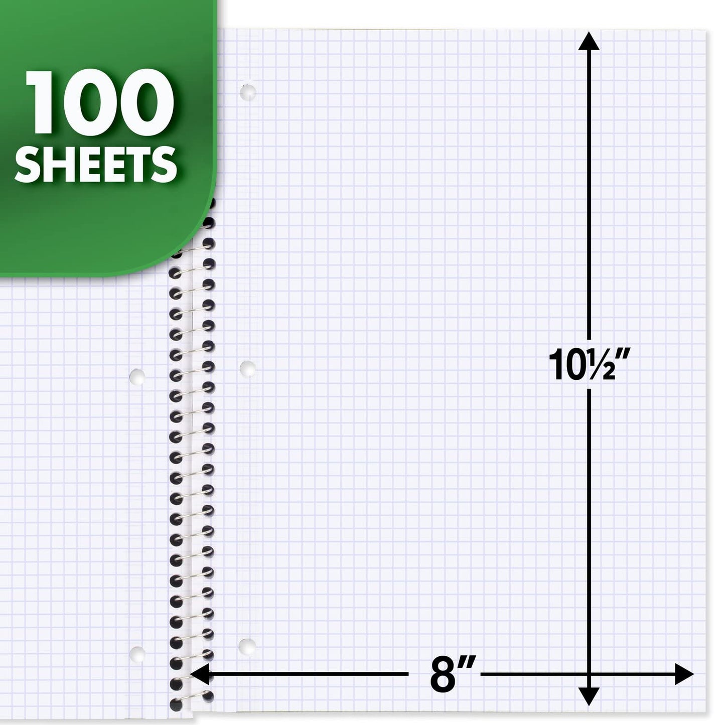 Mead Spiral Notebook, 1 Subject, Graph Ruled Paper, 7-1/2 X 10-1/2, 100 Sheets, Yellow (05676Az7)