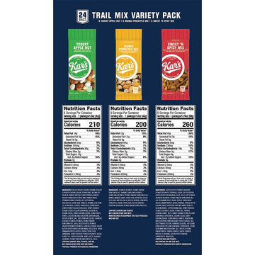 Kar'S Sn08361 Trail Mix Variety Pack, Assorted Flavors, 24/Box