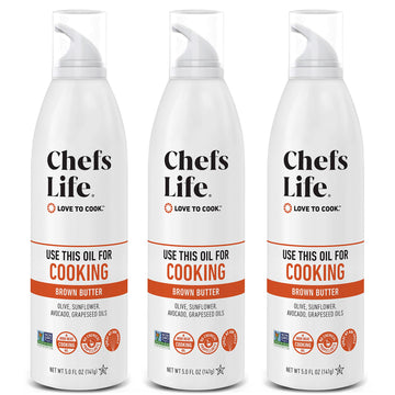 Chefs Life Brown Butter Cooking Spray - Cooking Oil Spray, Non Stick Olive Oil Spray with Avocado Oil and Grapeseed Oil for Cook