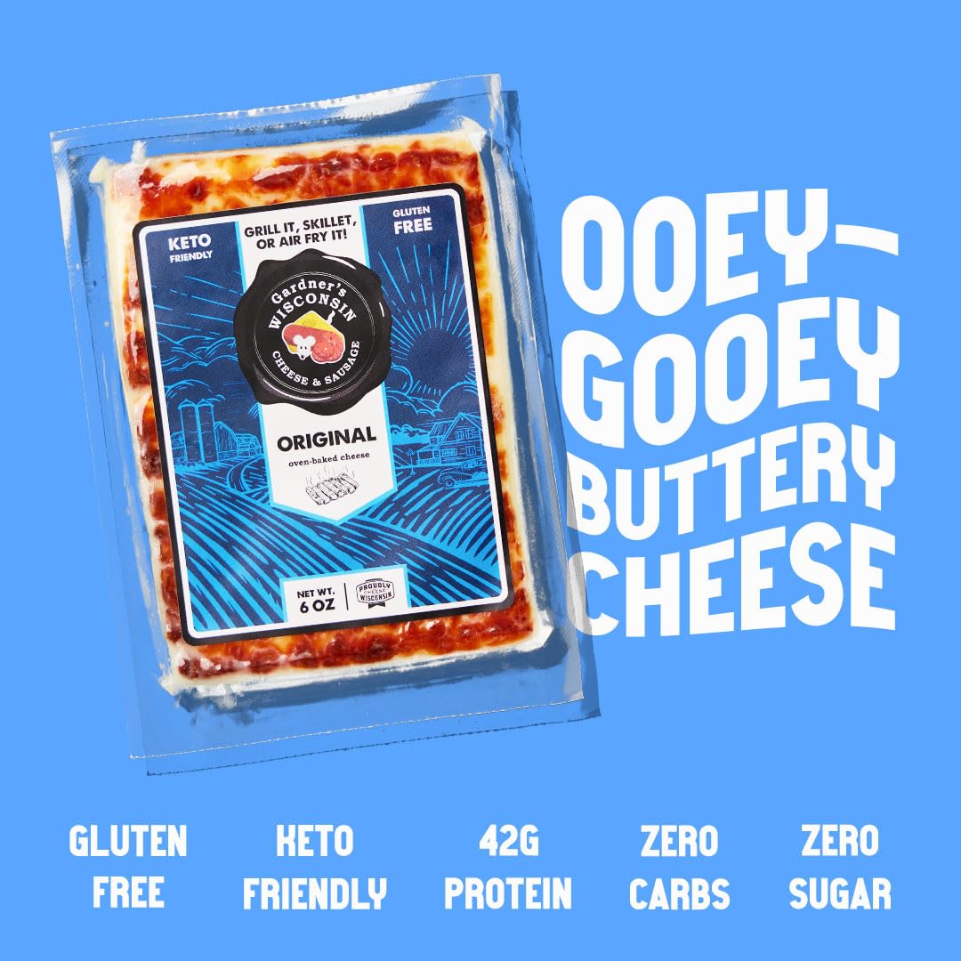Gardner s Wisconsin Cheese and Sausage, 4 Pack of Oven Baked Cheese, Original Flavor (6 Ounces Per Block) - Artisan Cheese Made
