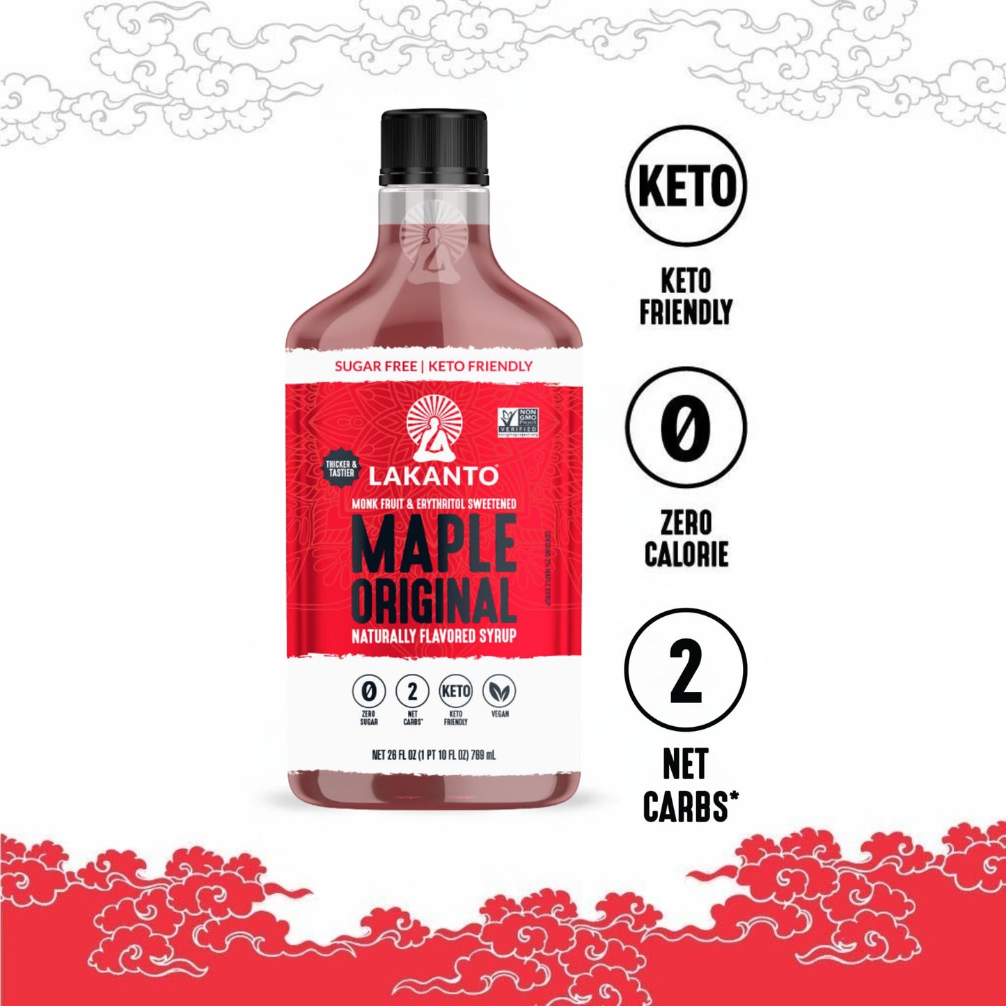 Lakanto Sugar Free Maple Syrup - Monk Fruit Sweetener, Keto Friendly, 13 Fl Oz (Pack of 2)