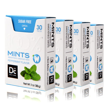 Dc24 Daily Care Sugar Free Mints, Erythritol Breath Mints, Low Calorie, Natural Peppermint For Dry Mouth, Gluten Free, 30 Count,