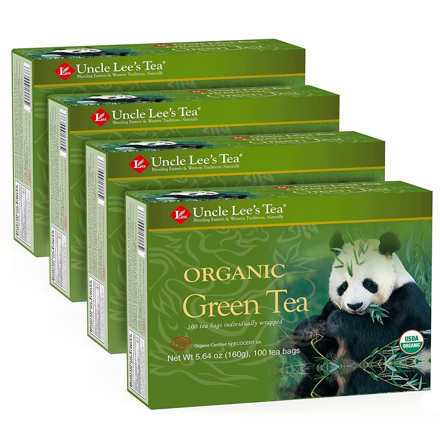 Uncle Lee s Organic Green Tea Bags 4-Pack  106-Count Super Packs - Bright & Refreshing  Lightly Caffeinated Bulk Tea for Home  Office  Camping