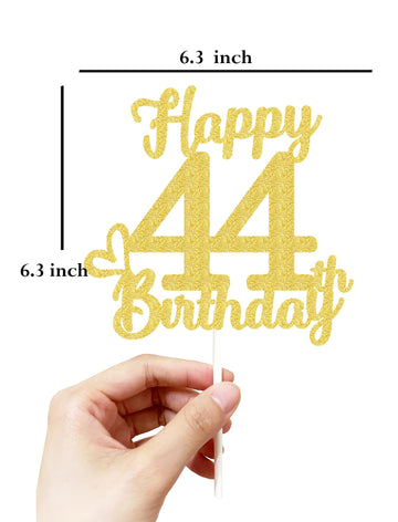 44 Birthday Cake Toppers-Gold Glitter, 44Th Cake Topper For Men,44 Cake Topper For Women, 44Th Birthday Decorations,44Th Birthda