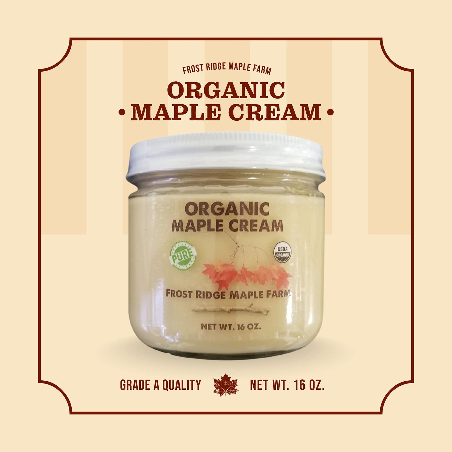 Frost Ridge Maple Farm, Organic Maple Cream, Grade A, One Pound (16 Oz)