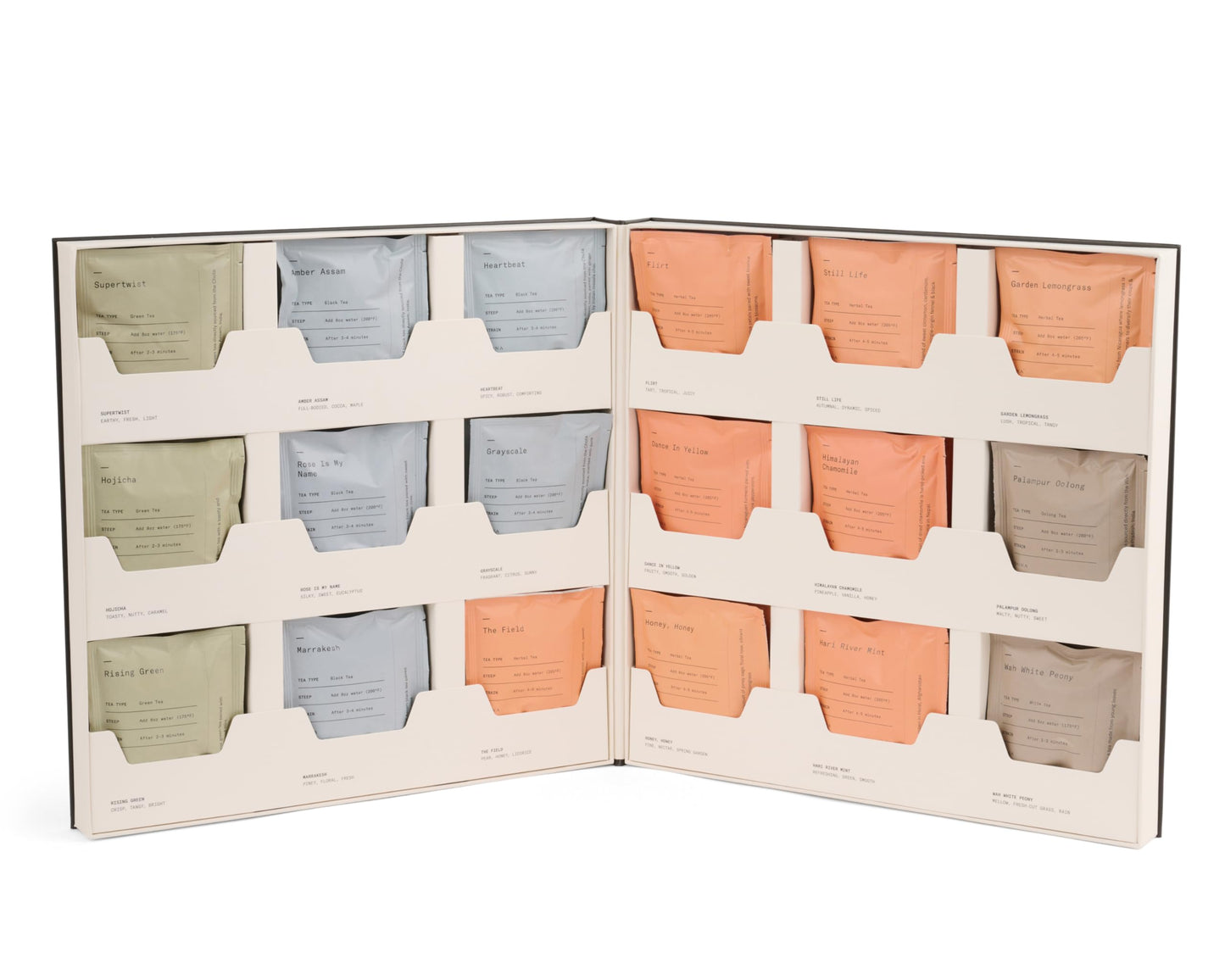 DONA Tea Library - 18 Premium Blended Teas in 36 Plant-Based Sachets, Elegant Case