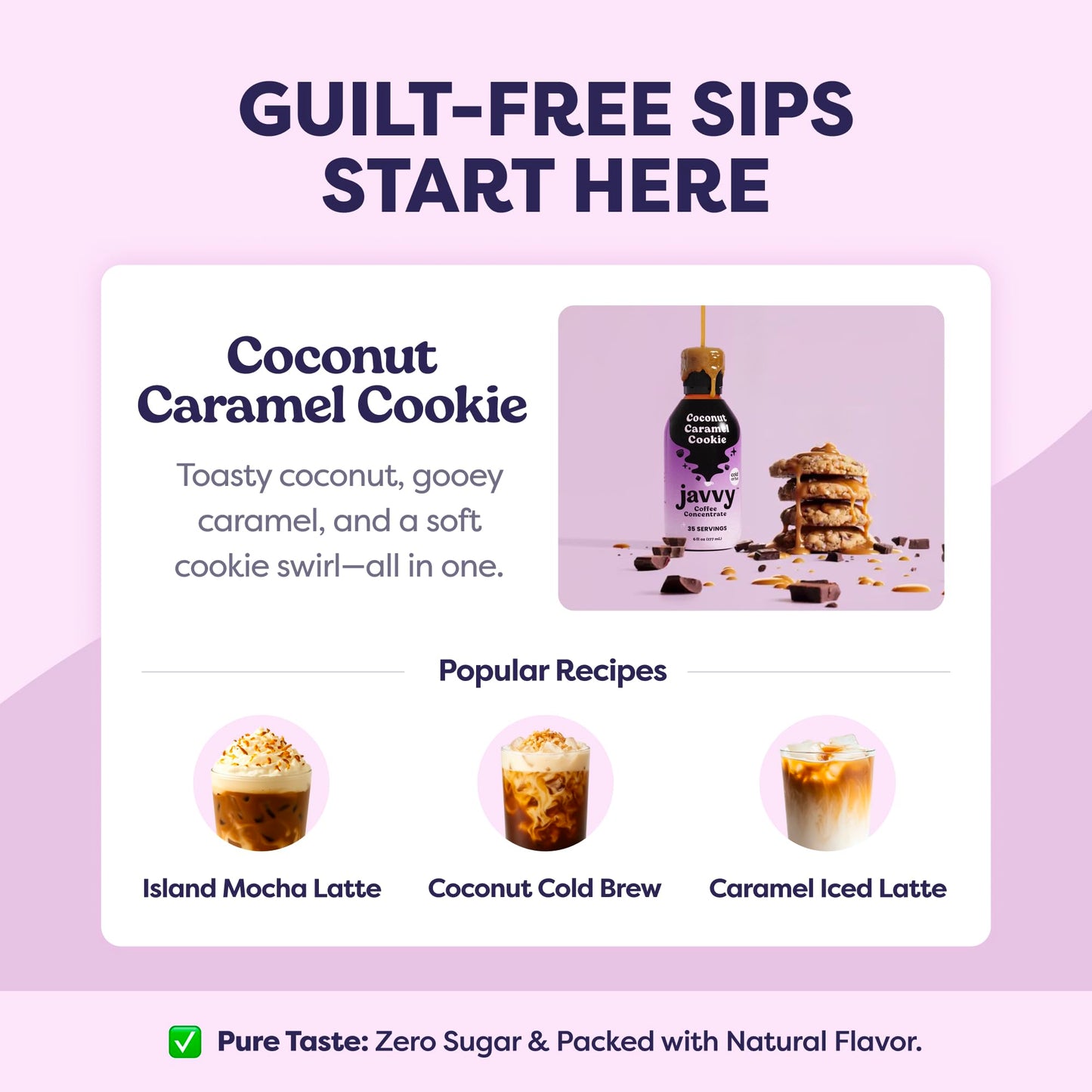 Javvy Coffee Concentrate - Cold Brew, Limited Release Coconut Caramel Cookie, 6 Fl Oz, Black