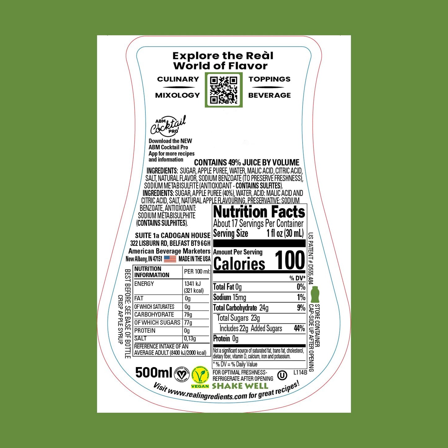 Crisp Apple Rel Infused Exotics  Apple Puree Infused Syrup  16.9 FL OZ Squeezable Bottle (Pack of 3)