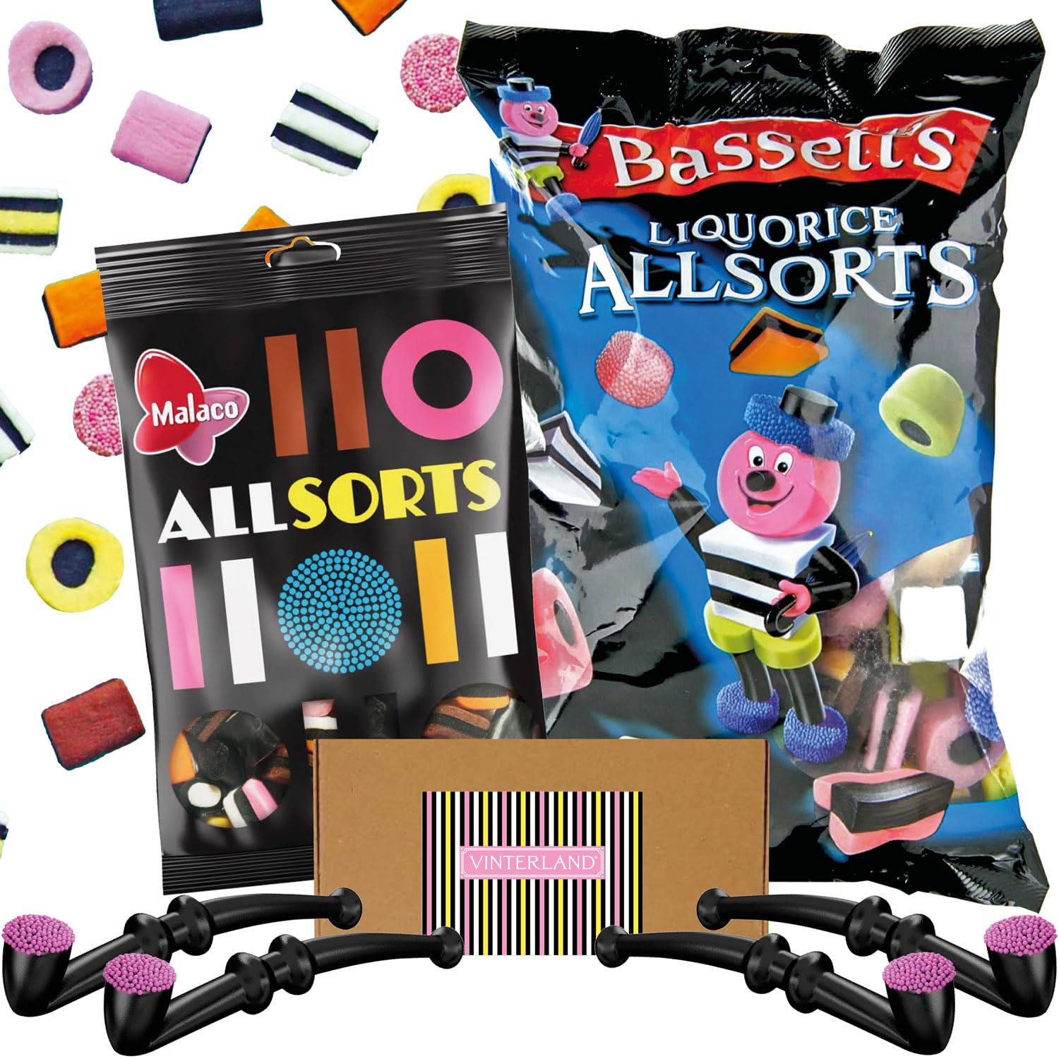 VINTERLAND Licorice Allsorts Mix - Bassetts & Malaco - 16.21 cm x 11.71 cm x 21.59 cm