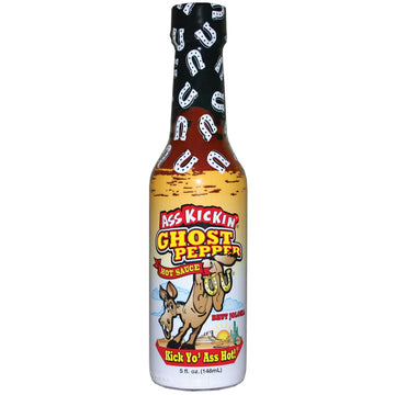 ASS KICKIN Ghost Pepper Hot Sauce - Premium Gourmet - 5 Fl Oz - Model AK817