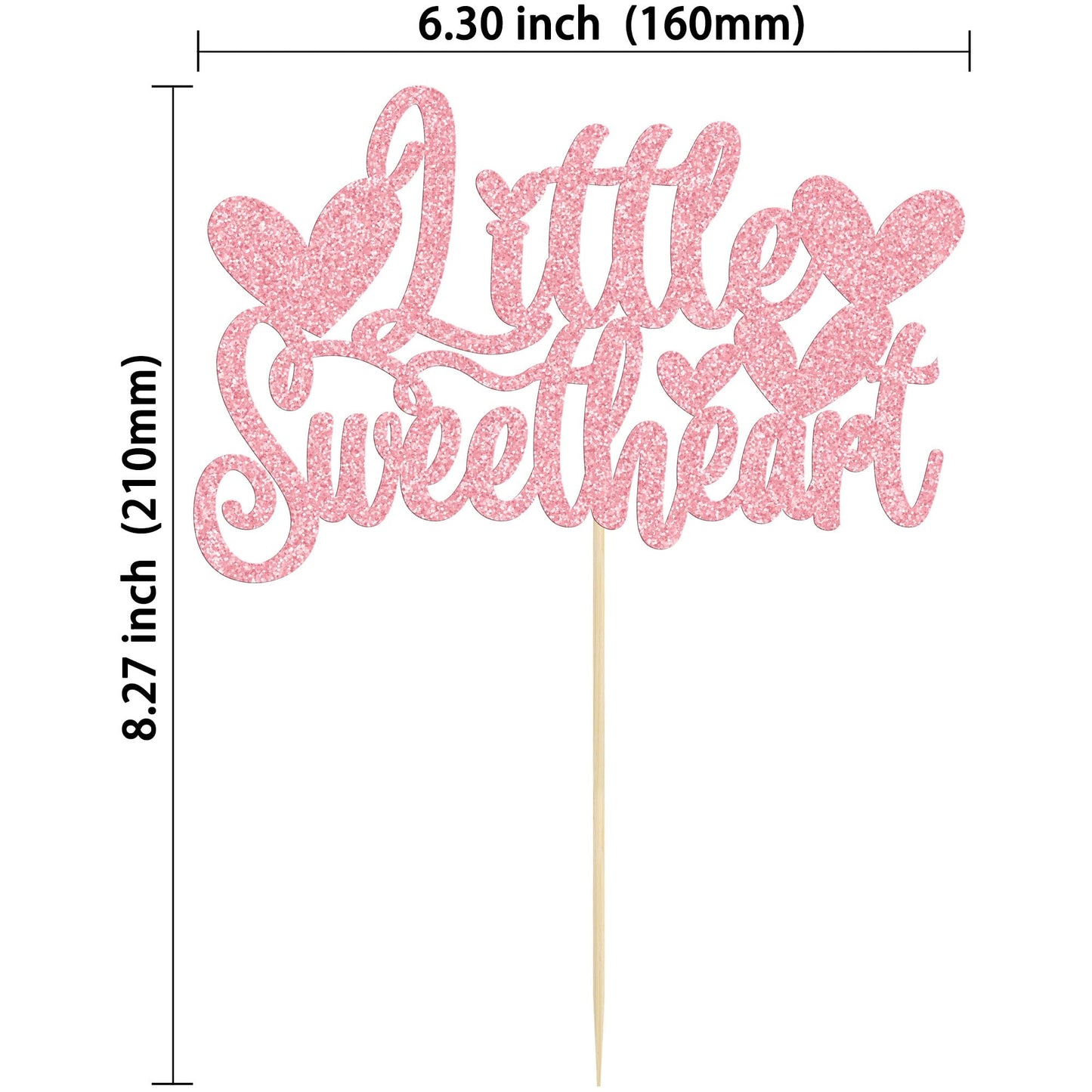 Gyufise 1Pc Little Sweetheart Cake Topper Pink Glitter Happy Valentine'S Day Cake Topper Decoration For Valentine Theme Birthday