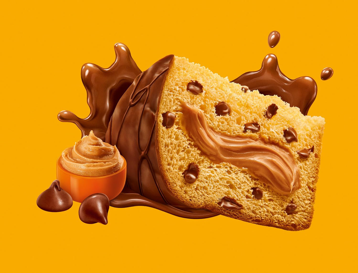 Bauducco Chocottone Peanut Butter Cake - Moist Italian Recipe, Fudge Topping, 16 oz (Pack of 1)