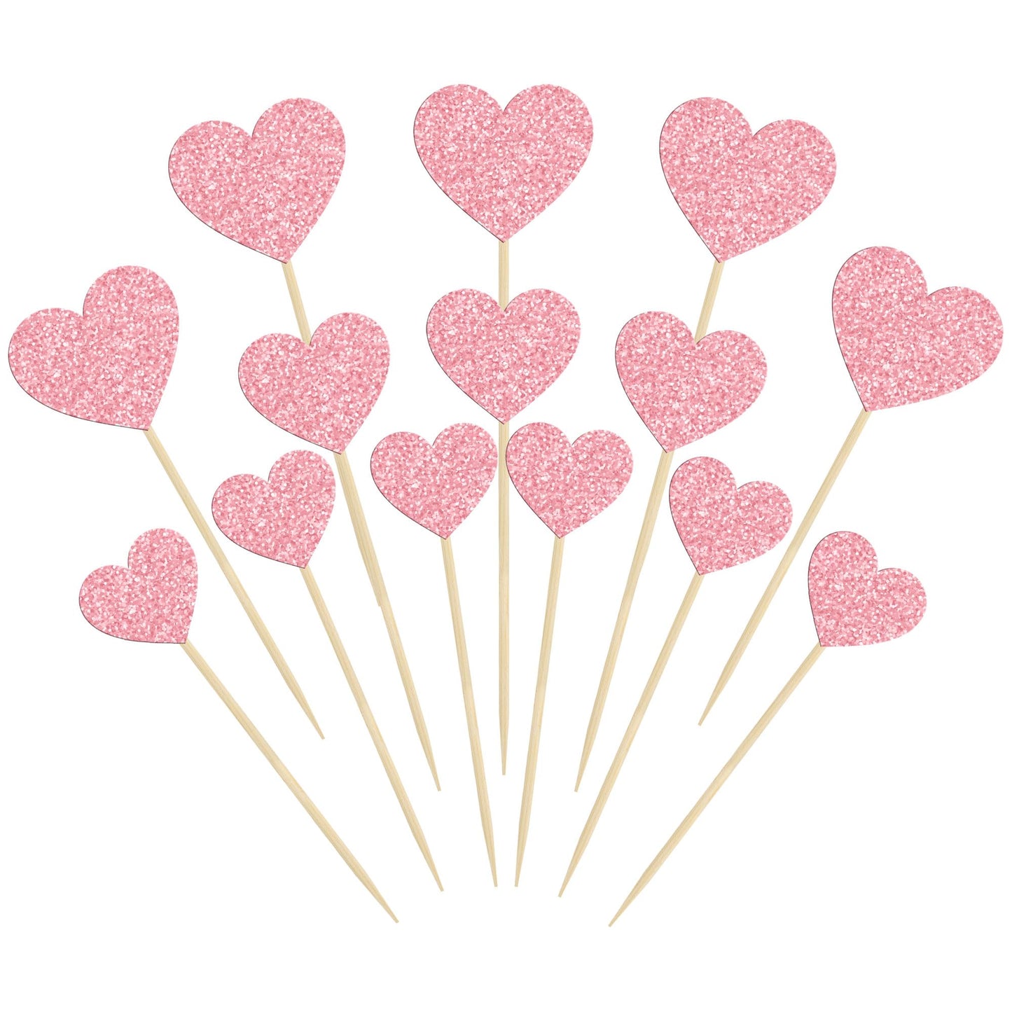 Gyufise 30Pcs Heart Cupcake Toppers Glitter Sweet Love Cupcake Picks Valentine'S Day Cake Decorations For Wedding Engagement Bri