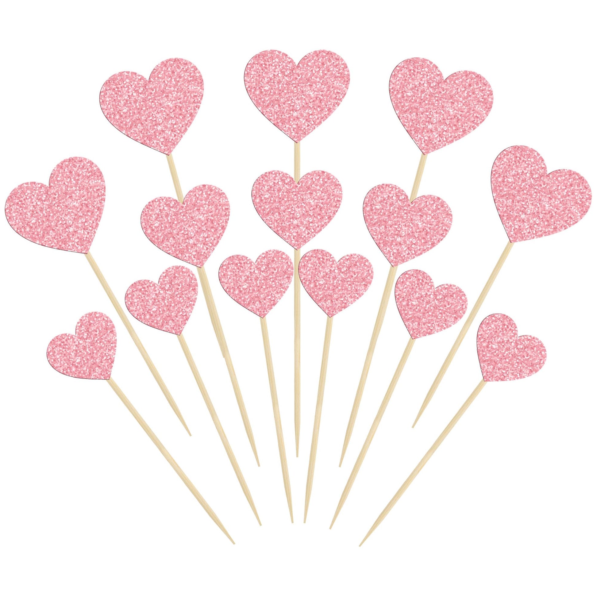 Gyufise 30Pcs Heart Cupcake Toppers Glitter Sweet Love Cupcake Picks Valentine'S Day Cake Decorations For Wedding Engagement Bri