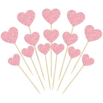 Gyufise 30Pcs Heart Cupcake Toppers Glitter Sweet Love Cupcake Picks Valentine'S Day Cake Decorations For Wedding Engagement Bri