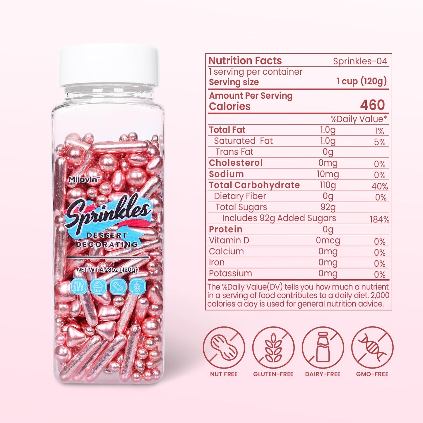 Rose Gold Sprinkles For Cupcakes, Rose Gold Pearl Sprinkles, Candy Pearls For Cake Decoration, Cupcakes, Ice Cream Topping, Maca
