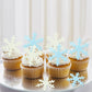 Gyufise Edible Cupcake Toppers 50Pcs Snowflakes Winter Party Supplies, Small, Blue White, Paper/Wafer