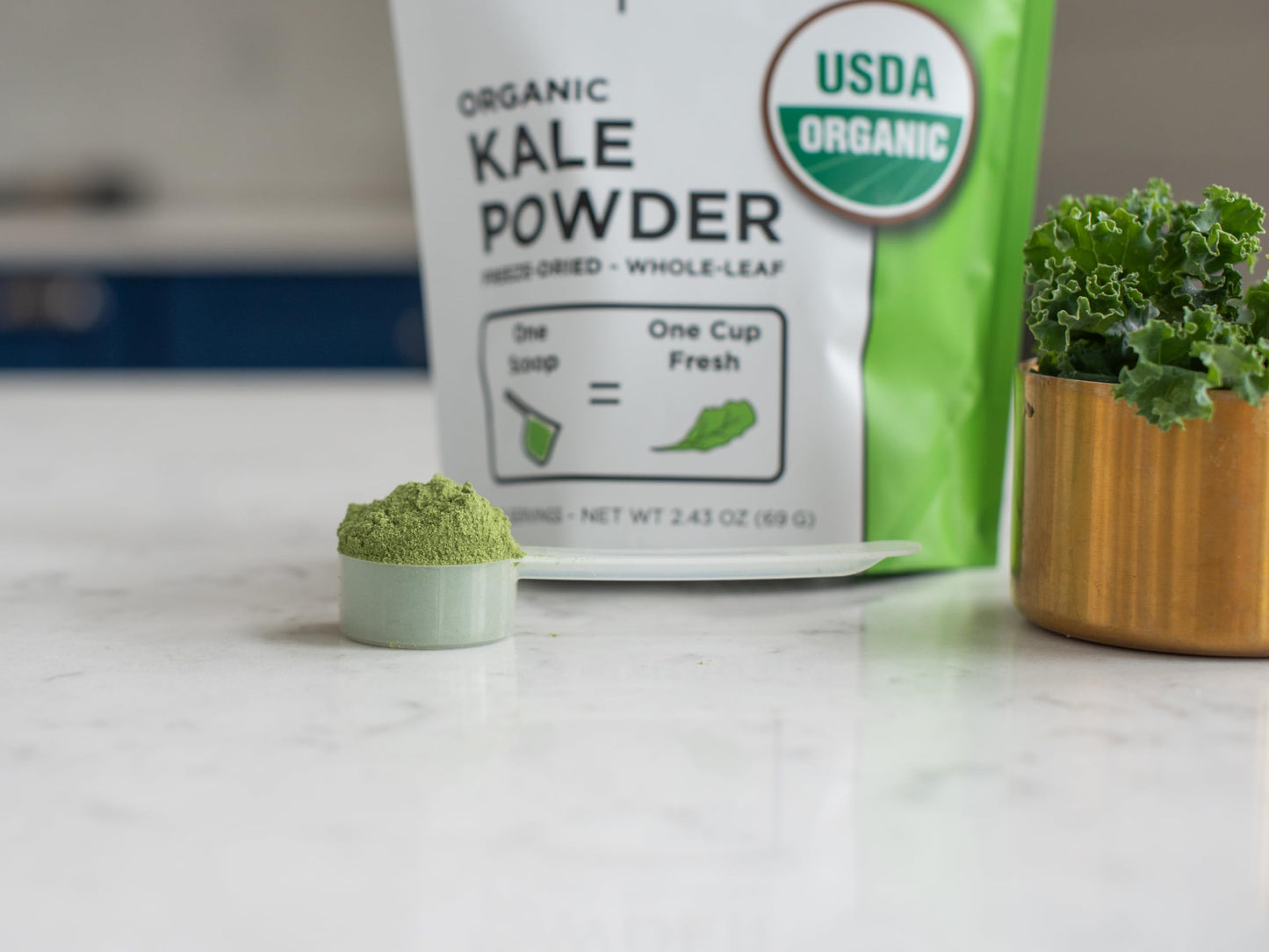 Koyah - Organic Usa Grown Kale Powder (Equivalent To 30 Cups Fresh): Freeze-Dried, Whole-Leaf Powder