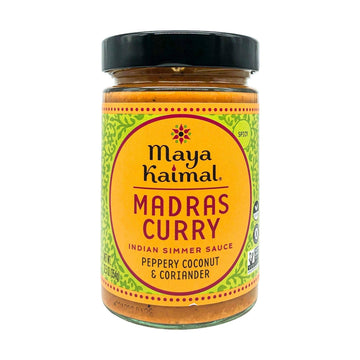 Maya Kaimal Madras Curry Sauce, 12.5 oz, Spicy Indian Simmer Sauce with Peppery Coconut and Coriander. Vegan, Gluten Free, Non-G