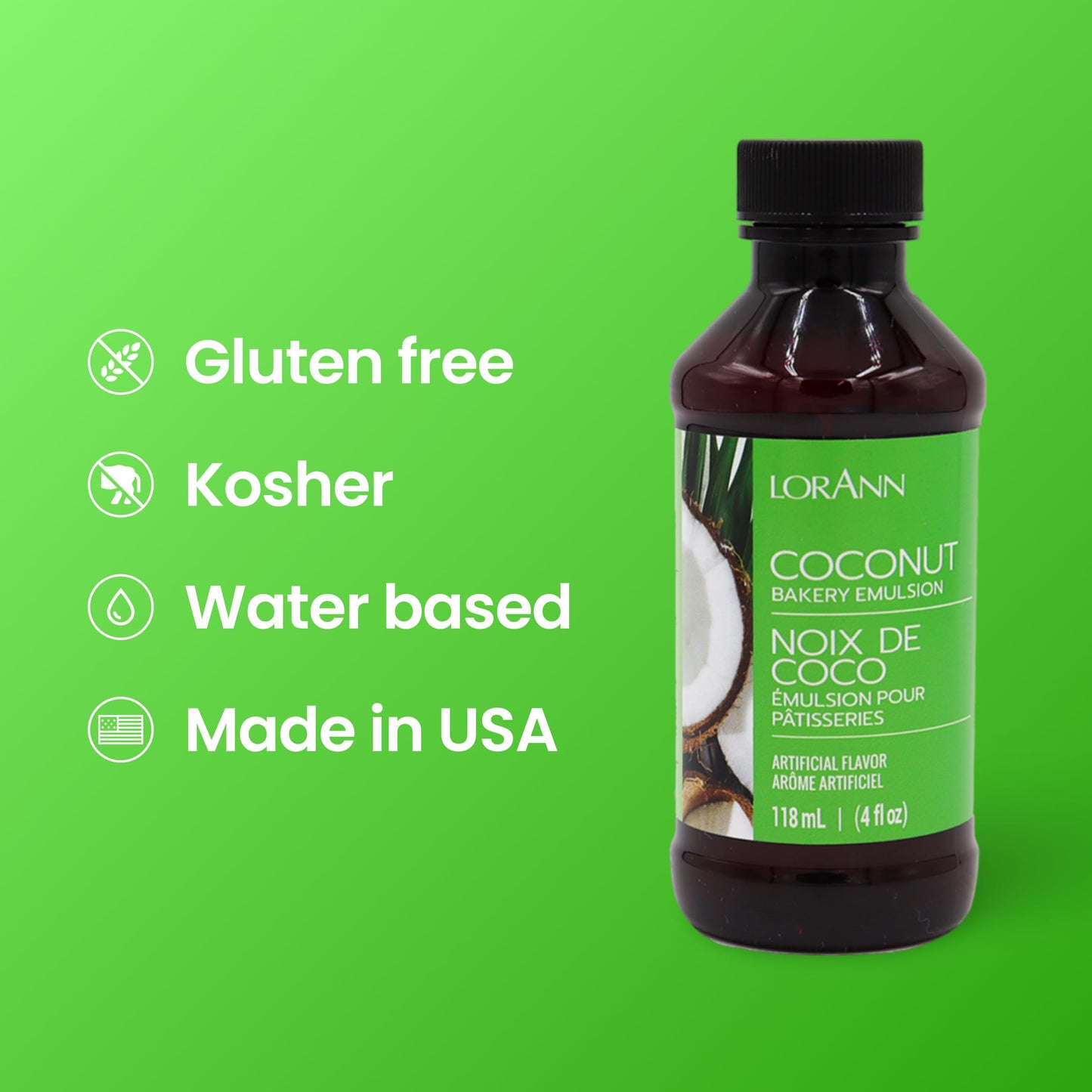 LorAnn Oils Coconut Bakery Emulsion: True Essence, Ideal for Boosting Fruit Tones in Cakes, Cookies & Desserts, Gluten-Free, Ket