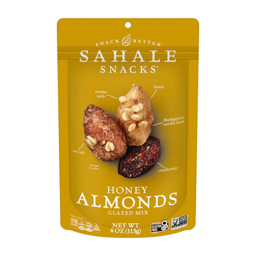 Sahale Snacks Honey Almonds Glazed Mix, 4 oz Pouches (6 Packs) - Non-GMO, Gluten-Free, Dry-Roasted Nuts with Cranberries & Vanilla