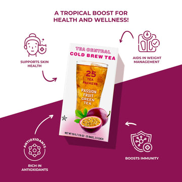 Life Plus Style Gourmet Tea Central Passion Fruit Iced Tea With Organic Ceylon Green Tea Refreshing Tea Beverages Natural Flavor