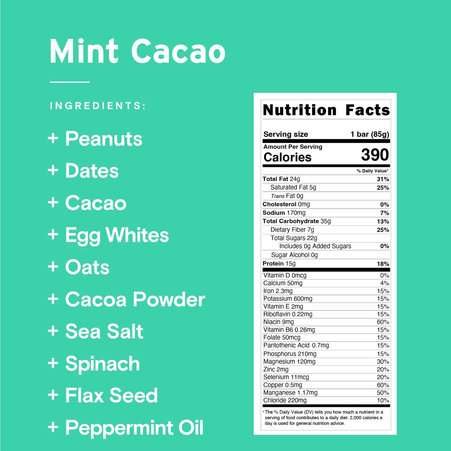 Sans Meal Replacement Protein Bar, Gluten Free, Healthy High Protein Snacks, High Fiber, No Sugar Added, Dairy Free, Soy Free, Mint Cacao, 12 Bars