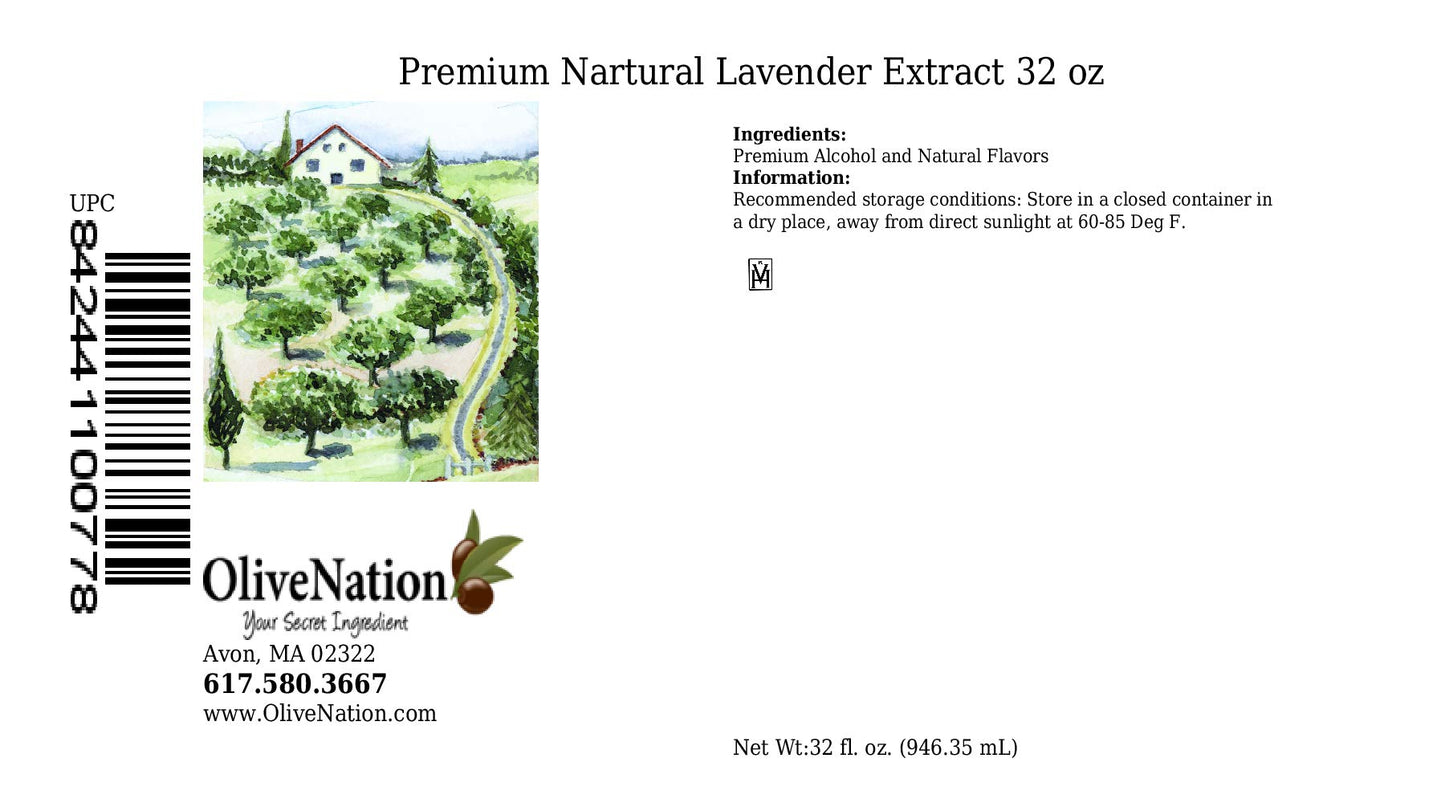 Olivenation Premium Lavender Extract From Natural Flavors, Light Floral Flavoring For Baked Goods, Beverages, Sauces, Non-Gmo, K