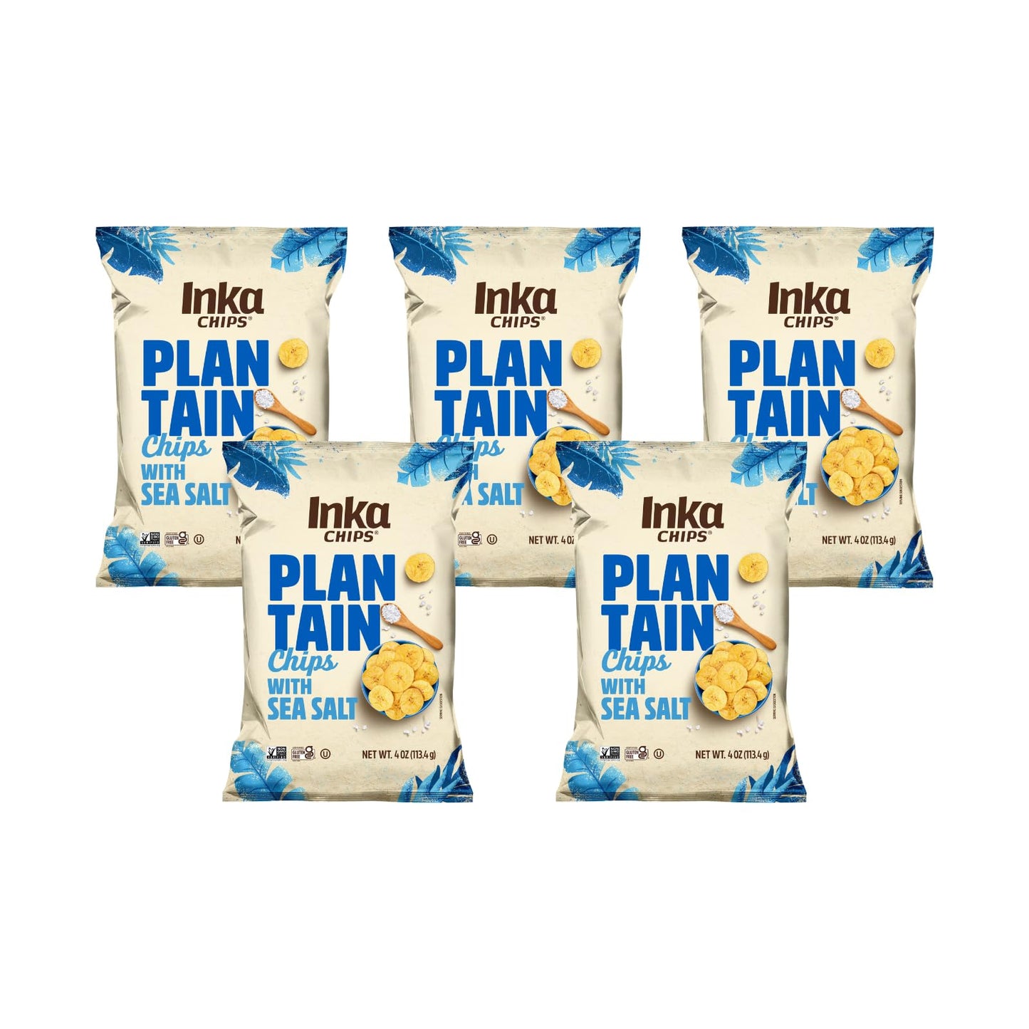 Inka Crops Plantain Chips, Original Sea Salt, 4 Ounce (Pack of 5)