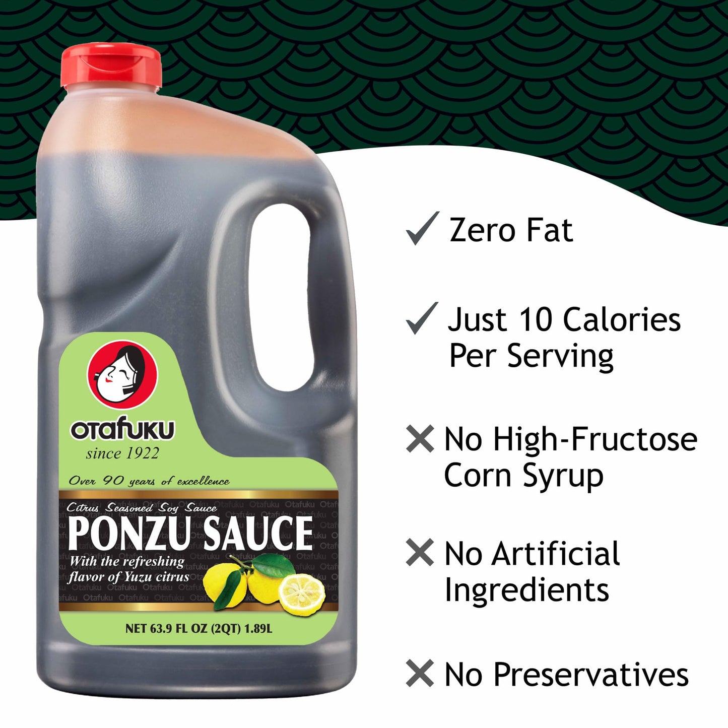 Otafuku Ponzu Soy Sauce Yuzu Lemon Flavor, Restaurant Size 1/2 Gallon