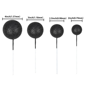 30Pcs Mini Balloon Cake Topper Glitter Foam Ball Cake Picks Decorations Faux Pearl Balls Diy Cake Insert Topper Baking Decoratio