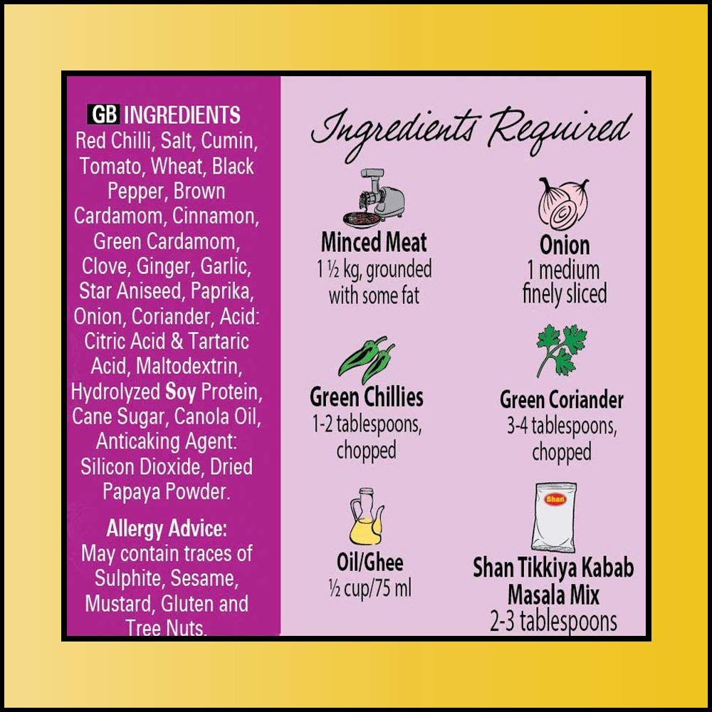 Shan Tikkiya Kabab Seasoning Mix - Spice Powder for Mince Meat Patties - 1.76 oz (Pack of 6) - Vegetarian Friendly