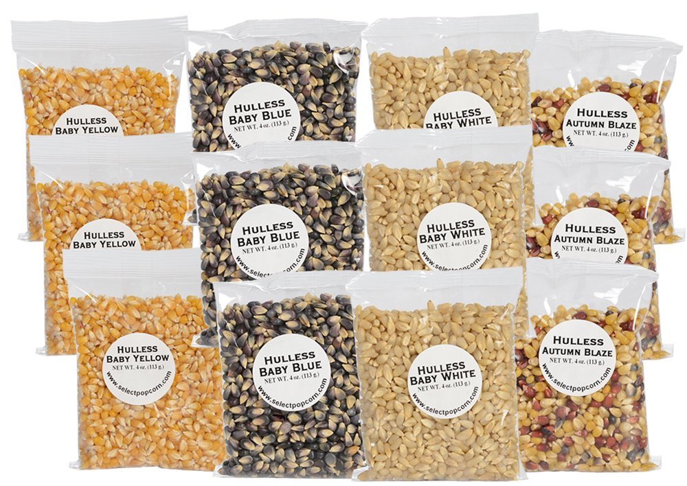 Riehles Select Popcorn Hulless Sampler - Twelve 4oz Bags Total