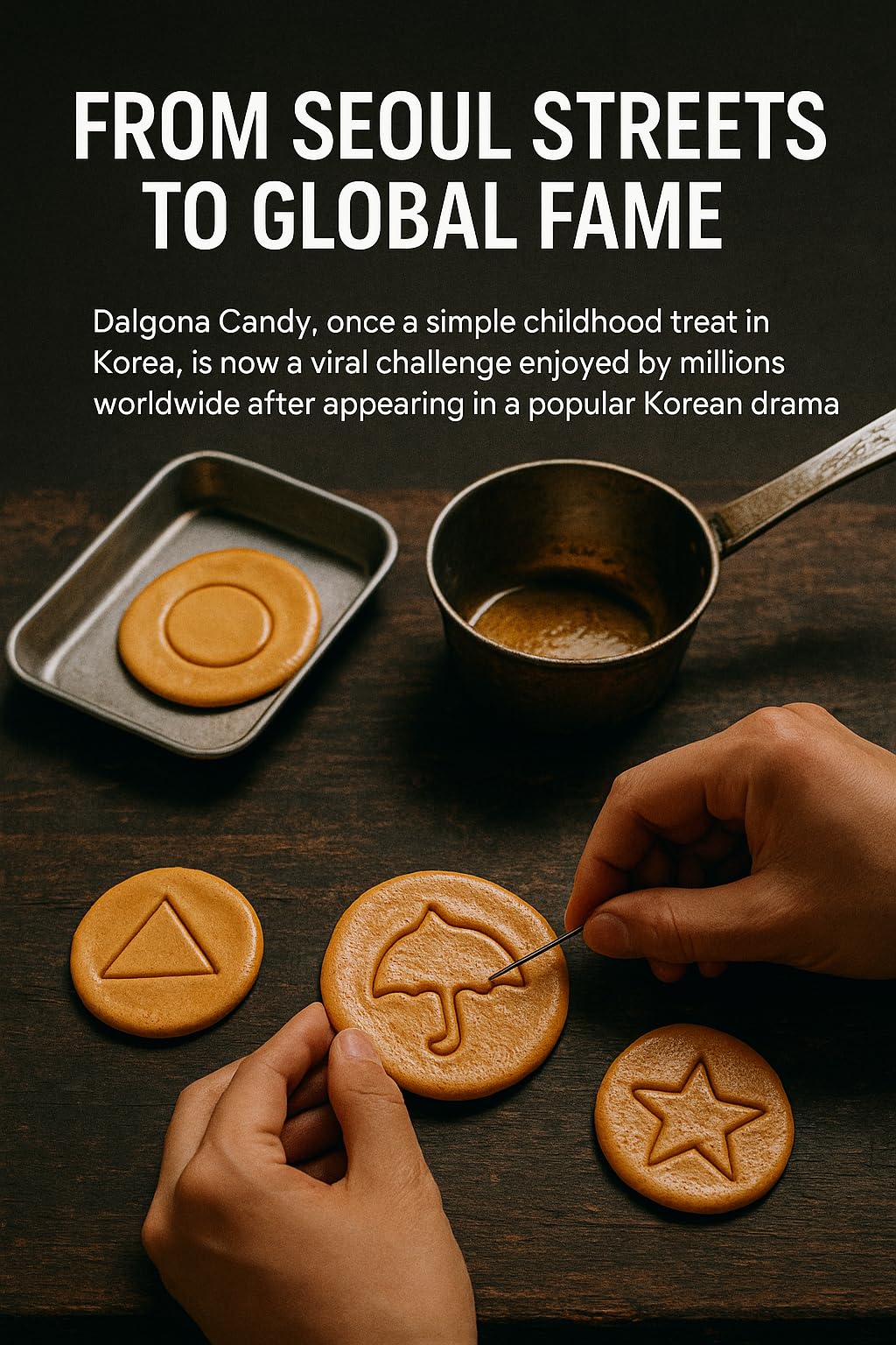 Handmade Korean Dalgona Candy - 20 Pack Honeycomb Toffee, Classic K-Drama Challenge Candy, Individually Wrapped, Authentic Korea