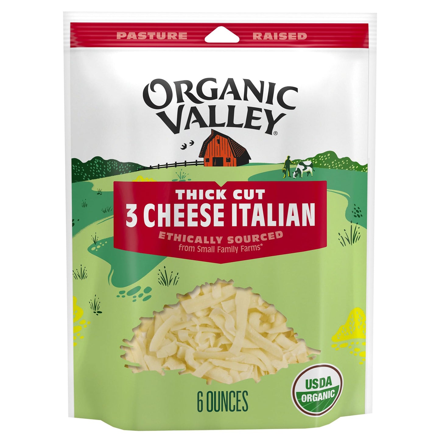 Organic Valley 3 Cheese Organic Thick Cut Shredded Italian Cheese Blend