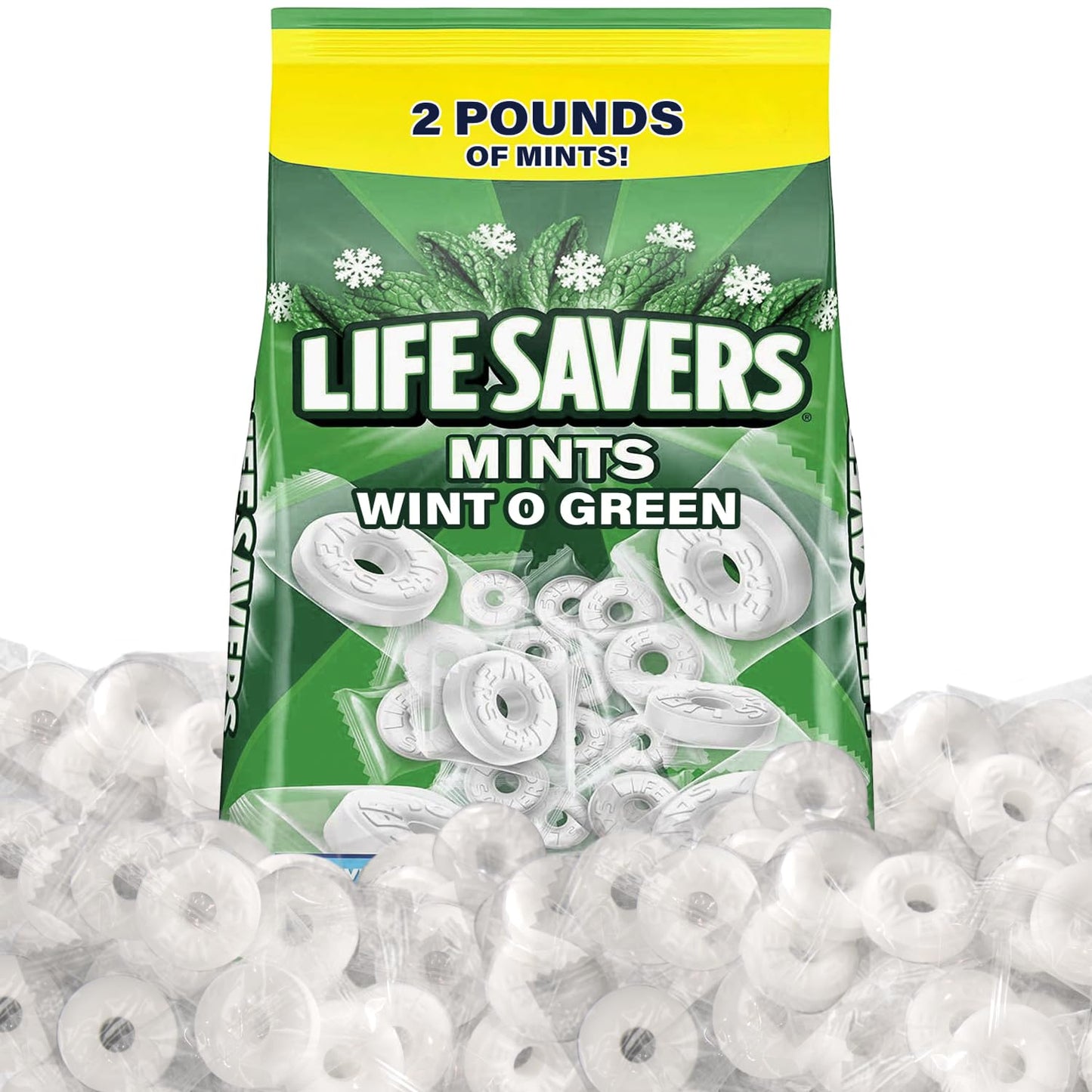 SWEETSIDE CANDY CO. Wint O Green Hard Candy Bulk 2lb Pack, Individually Wrapped, Perfect for Gifting and Events, Classic Wintergreen Flavor