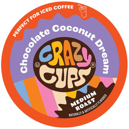Crazy Cups Flavored Coffee for Keurig K-Cup Machines, Chocolate Coconut Dream, Hot or Iced Drinks, 22 Single Serve, Recyclable P