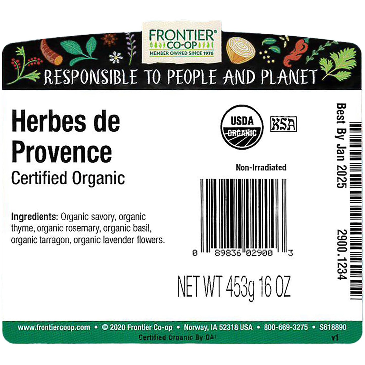 Frontier Herbes De Provence Certified Organic, 16 Ounce Bag
