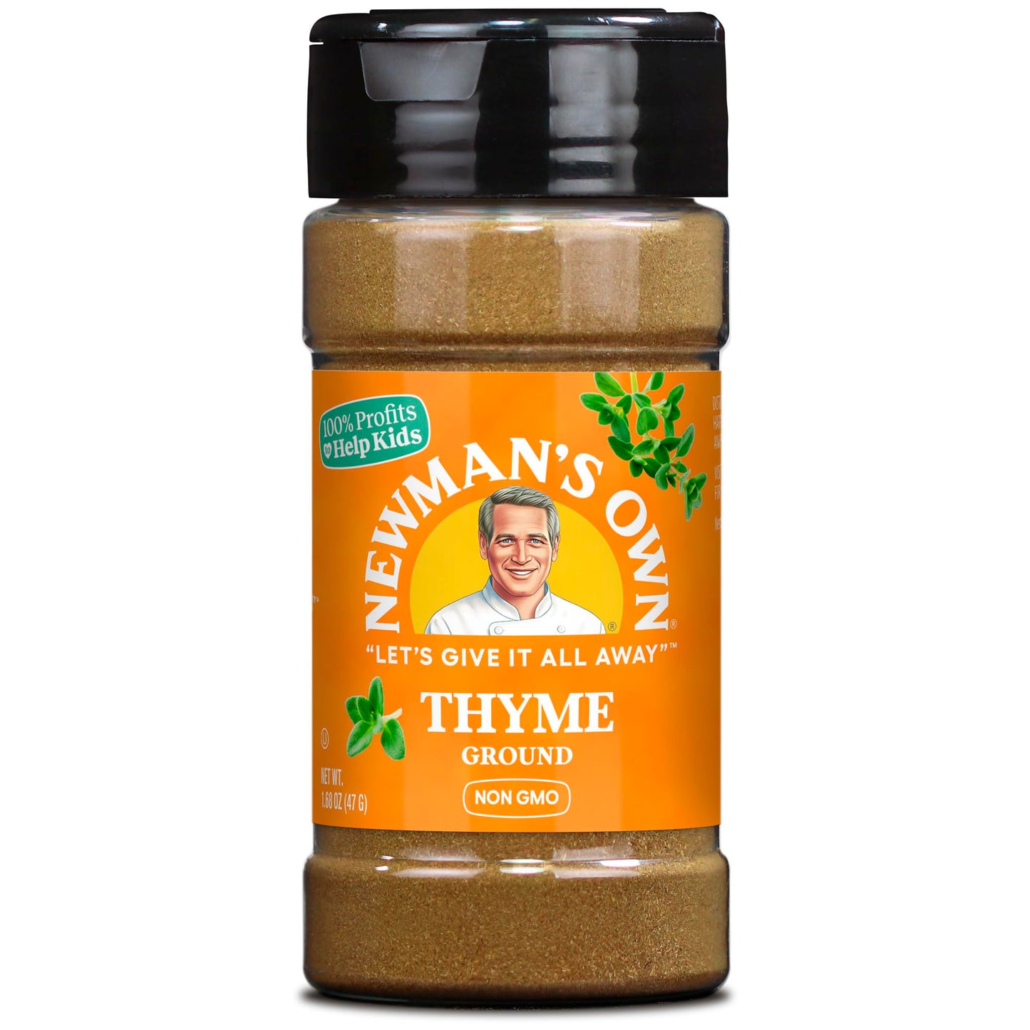 Newman's Own Ground Thyme, Essential for Roasted Meats, Poultry, Vegetables, Non-GMO, Kosher, 1.68 Oz. Bottle