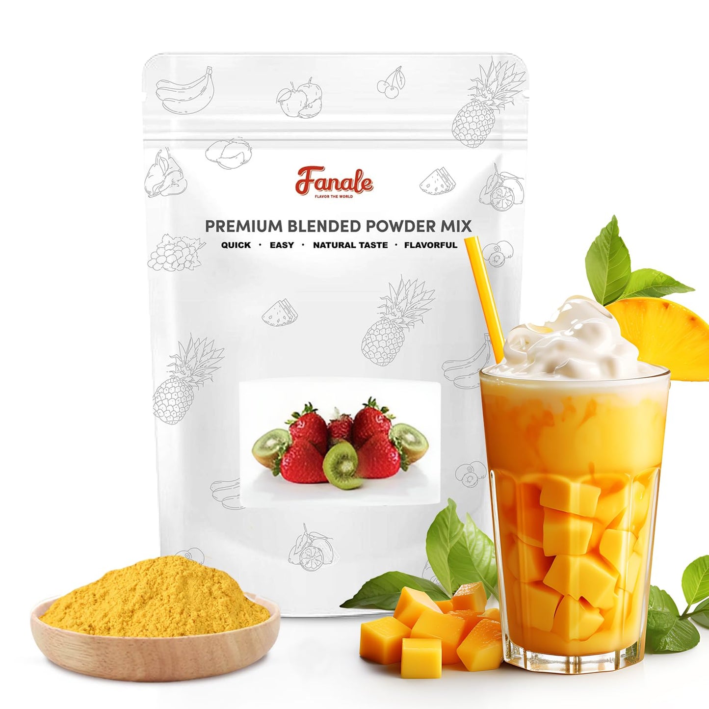 Fanale Mango Bubble Tea Flavoring Powder | 2.2 lbs | Ideal for Baking, Smoothies, Desserts, Drinks