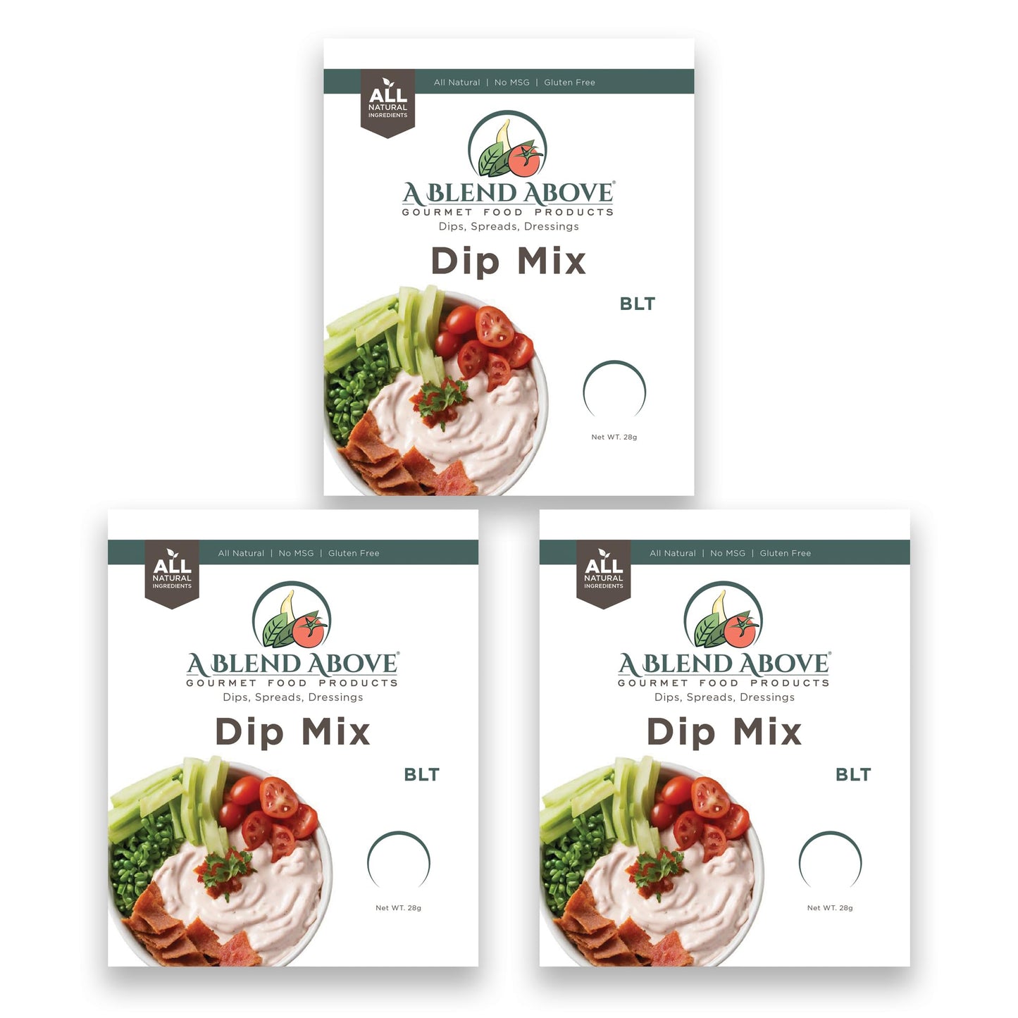 A Blend Above BLT Dip Mix, Gluten-Free, No MSG, All Natural, 1 oz, (3 Pack)