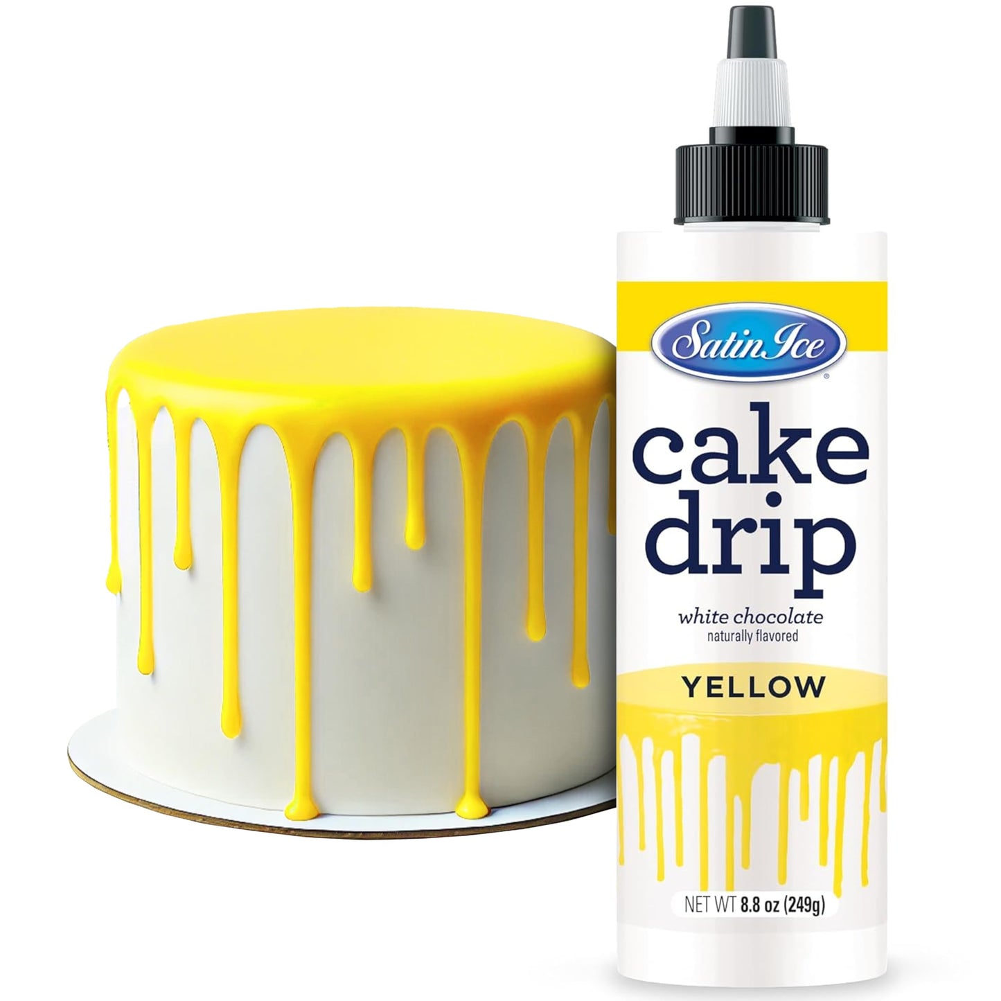 Satin Ice Cake Drip - Yellow, 8.8 Ounce, Ideal for Cake Decorating