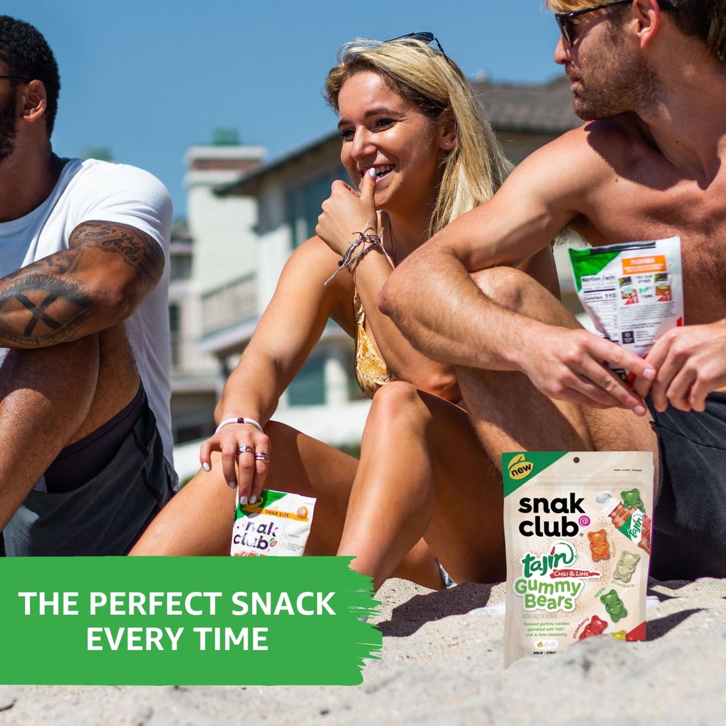 Snak Club Gummy Bears, Tajin Chili & Lime Sweet and Spicy Gummy Candy, Mild in Heat Bold in Flavor, Low-Fat, Vegan, Gluten-Free